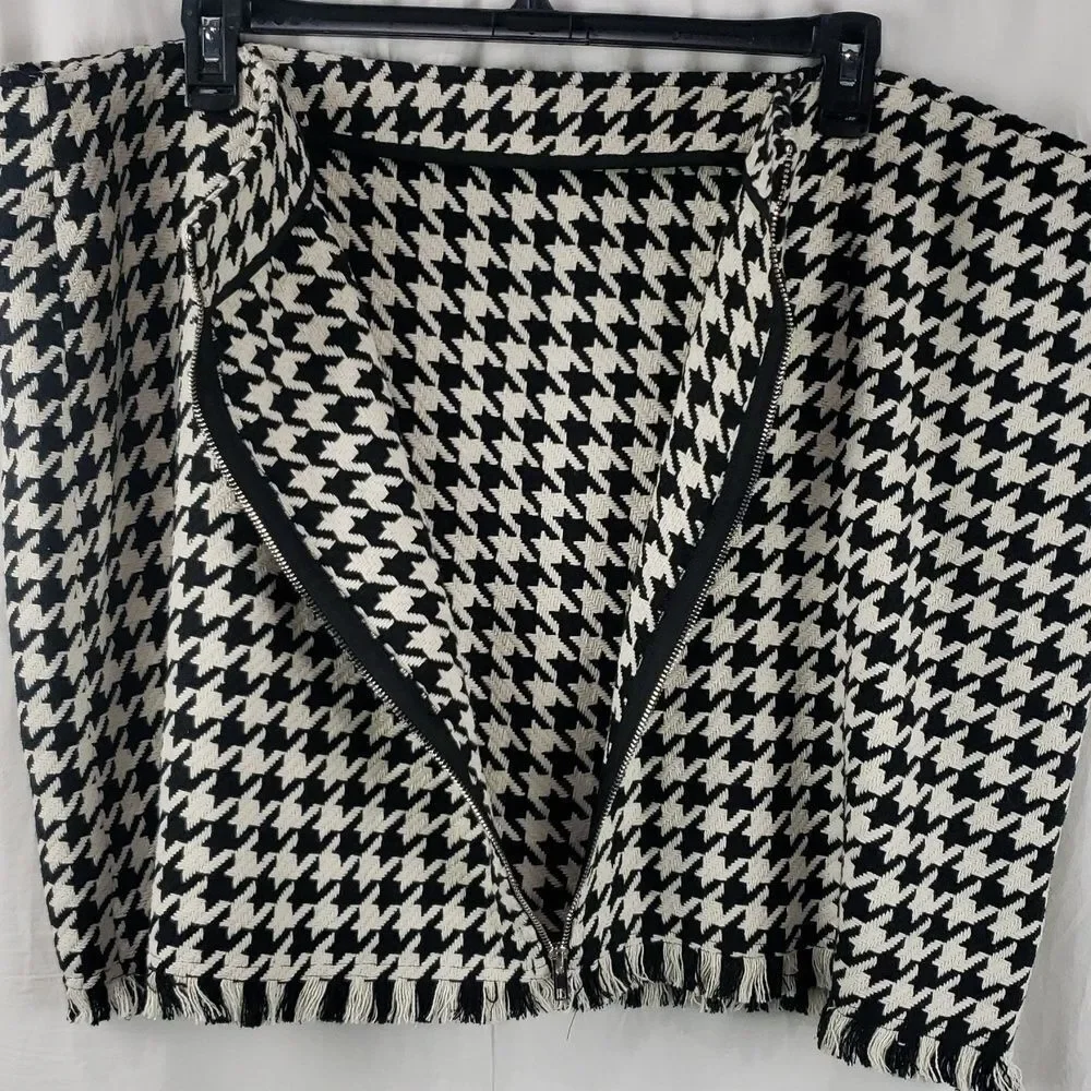 Cider 4XL Black and White Houndstooth Pencil Skirt